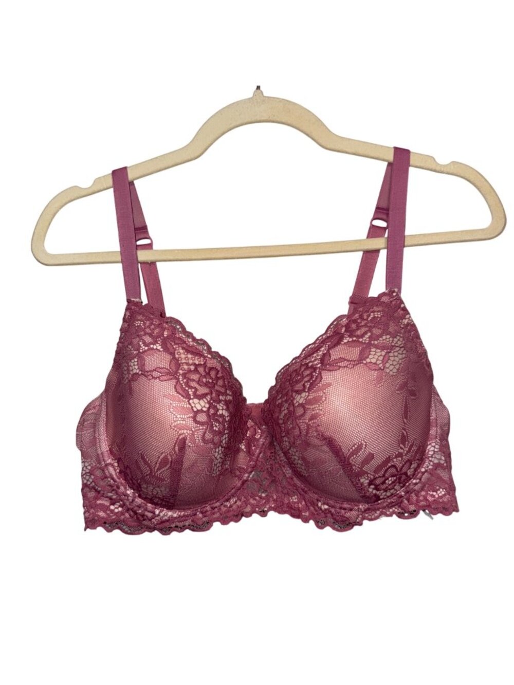 Pink Lace Push-Up Bra 40C With Adjustable Straps & Hook Closure